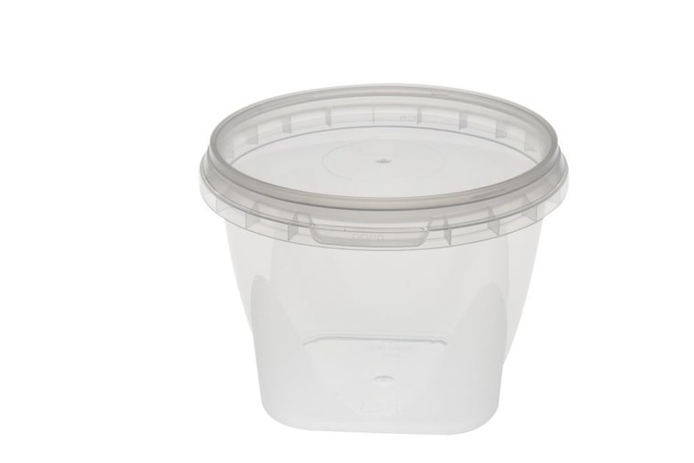Plastic bakjes rond/vierkant 240ml herbruikbaar met lekdichte deksel
