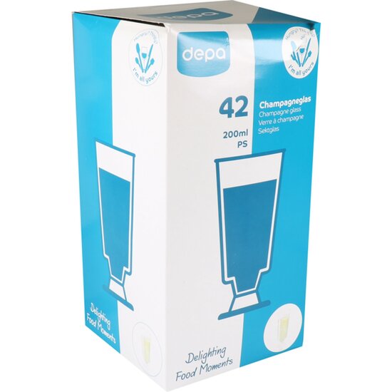 42 plastic champagneglazen wegwerp 200cc