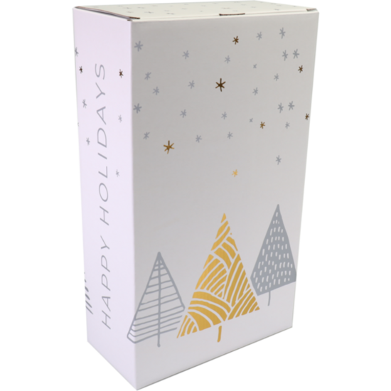 Wijndoos kerst Stars Deluxe voor 2 flessen 190x95x330mm