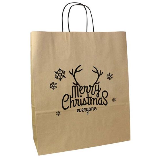 Papieren kersttasjes Merry Christmas 35x14x41cm