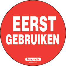 ´Eerst gebruiken´ stickers HCCP