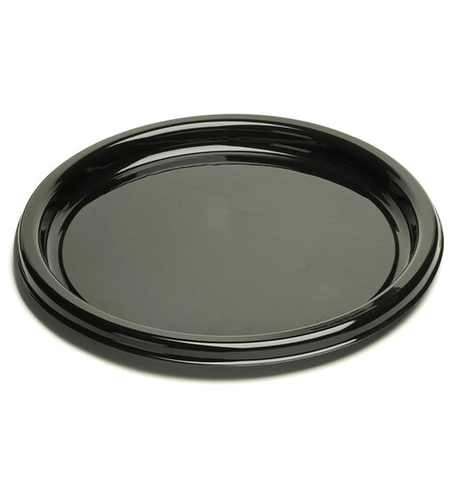 Plastic borden 22cm herbruikbaar zwart 12 stuks
