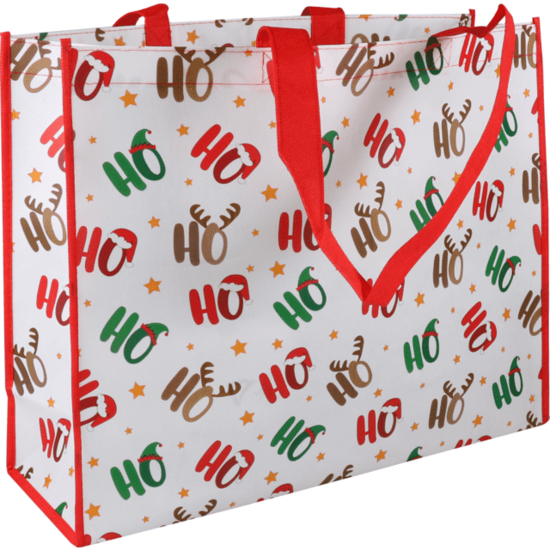 Kerst shoppers Hohoho wit 45x15x36cm, 10 stuks