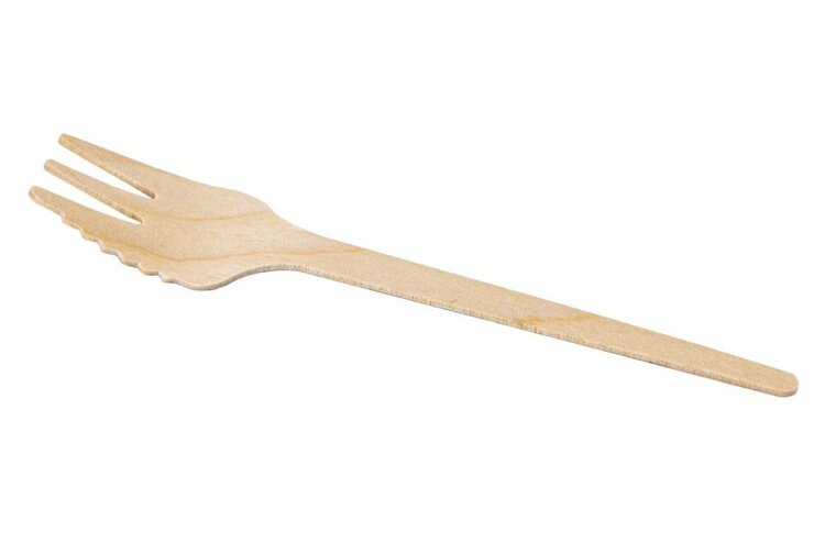 Eco houten snackvorkjes met snijrand 140mm, 250