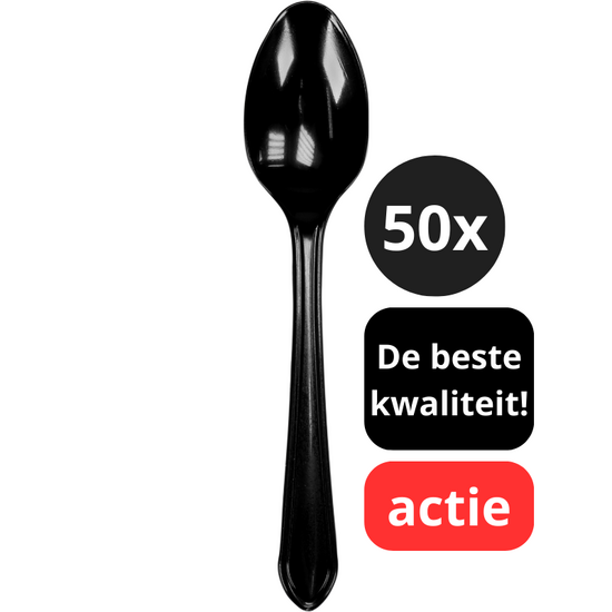 Plastic lepels deluxe herbruikbaar 170mm zwart