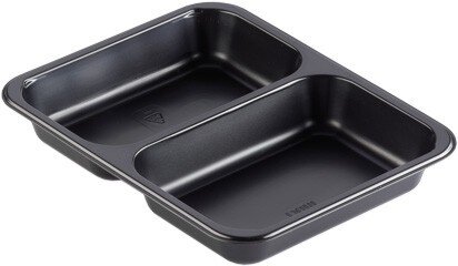 Maaltijdbakken 2-vaks zwart laag (227x178x32mm)