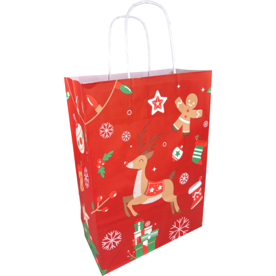 Kersttasjes papier Rendier mini 18x8x22cm, 50 stuks