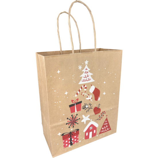 Kersttasjes papier Kerstman midi 22x10x31cm , 50 stuks