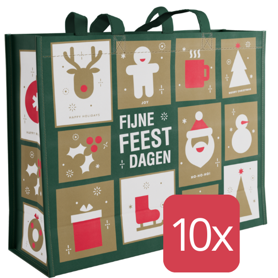 Kerstshopper Winterwonder GROOT groen 45x15x36cm, 10 stuks