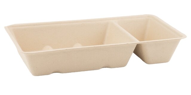 Snackbakjes suikerriet groot met sausvak A20 500 stuks