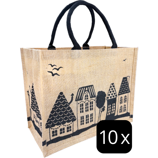 Kerstshopper Jute GROOT 43x20x34cm, 10 stuks