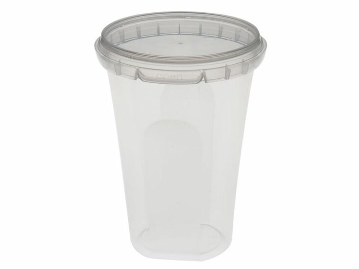 Plastic bakjes rond 500ml herbruikbaar met lekdichte deksel