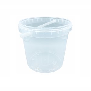 Plastic bakjes rond WIT 2500ml met deksel en hengsel