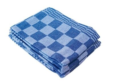 Theedoek 65x65cm geblokt blauw