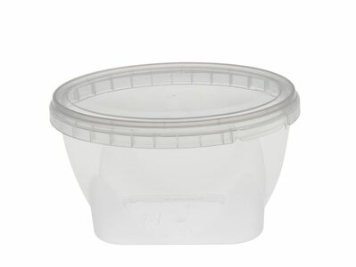 Plastic cups ovaal 465ml met deksel